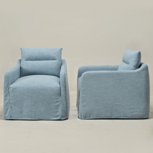 Clara Linen Slipcover Swivel Chair