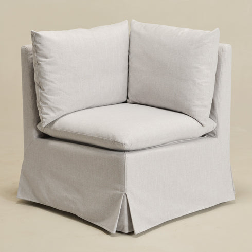 Nelly Performance Corner Banquette Chair - Light Gray Modern Corner Banquette Chair | Corner Banquette Seating | Kinwell Furniture | Modular Dining Banquette