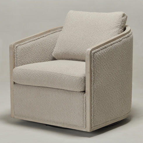 Claude Performance Linen Fabric Swivel Chair - Classic Swivel Armchair | Durable Linen Accent Chair | Kinwell Furniture | 360-Degree Swivel Chair