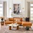 Samuel Tapered Arm Two-Piece Sectional – Leather Camel Chaise Sectional Sofa | 3-Seater Couch | Kinwell Furniture | Mid-Century Modern Design