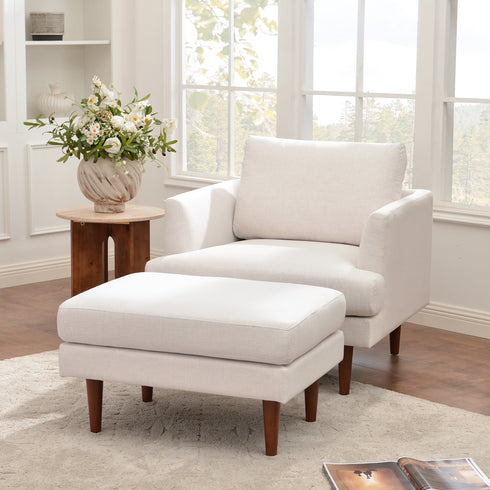 Upholstered Armchair – Ivory Square Arm Accent Chair | Performance Fabric Armchair | Kinwell Furniture | Scandinavian, Timeless Design