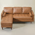 Tiziano Tufted 2-Piece Sectional Sofa – Camel Faux Leather Reversible Chaise Couch with Accent Pillows | Mid-Century Modern L-Shaped Sofa | Kinwell Furniture