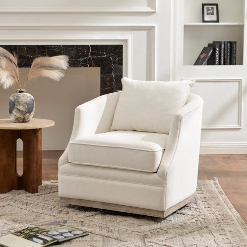 Minerva Swivel Barrel Chair - Beige Modern Swivel Chair | Swivel Accent Chairs | Kinwell Furniture | Swivel Armchairs