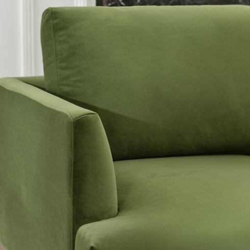 Upholstered Armchair – Green Square Arm Accent Chair | Performance Fabric Armchair | Kinwell Furniture | Scandinavian, Timeless Design