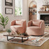 Ashlie Linen Swivel Barrel Chair - Coral Modern Swivel Chair | Swivel Accent Chairs | Kinwell Furniture | Swivel Armchairs