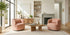 Ashlie Linen Swivel Barrel Chair - Coral Modern Swivel Chair | Swivel Accent Chairs | Kinwell Furniture | Swivel Armchairs