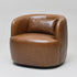 Ashlie Leather Swivel Barrel Chair - Brown Modern Swivel Chair | Swivel Accent Chairs | Kinwell Furniture | Swivel Armchairs