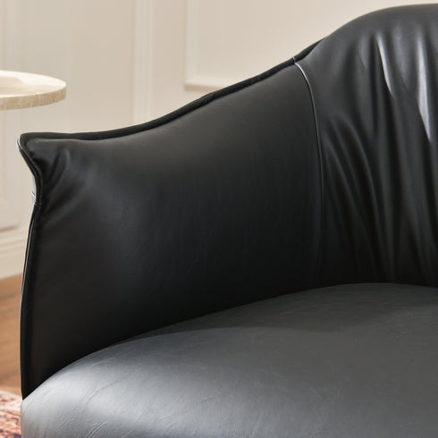 Kadar Leather Barrel Chair-Black Modern Leather Chair | Accent Chairs | Kinwell Furniture | Barrel Chairs