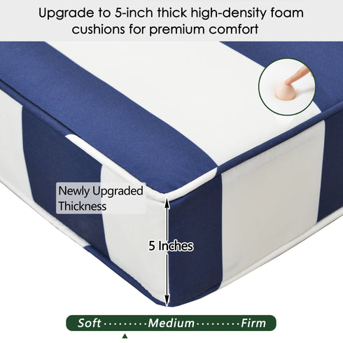 Ranu Extra Thick Outdoor Cushion Set – Blue Striped Patio Chair Cushions | Outdoor Seat & Back Cushions | Weather-Resistant Outdoor Cushions | Kinwell Furniture