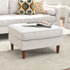 Tiziano Tufted Ottoman – Linen Rectangular Footrest & Accent Seat | Mid-Century Upholstered Pouf | Ivory Ottoman