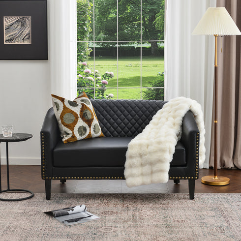 Logan Faux Leather Tufted Loveseat | Fabric Loveseat Couch | Kinwell Furniture | Modern Loveseats & Comfortable Loveseat Sofa Couches