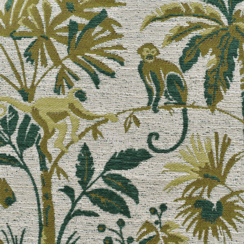 Elmer Embroidered Fabric Ottoman - Jungle Animal Print Ottoman | Embroidered Fabric Footstool | Kinwell Furniture | Modern Decorative Ottoman | Upholstered Accent Ottoman | Living Room Ottoman Stool | Matching Ottoman for Ashlie Swivel Chair | Statement Fabric Ottoman