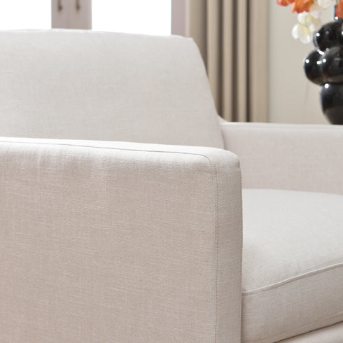 Goose Down Feathers Upholstered Armchair – Cream Square Arm Accent Chair | Plush Feather-Filled Chair | Kinwell Furniture | Cloud-Soft, Timeless Design