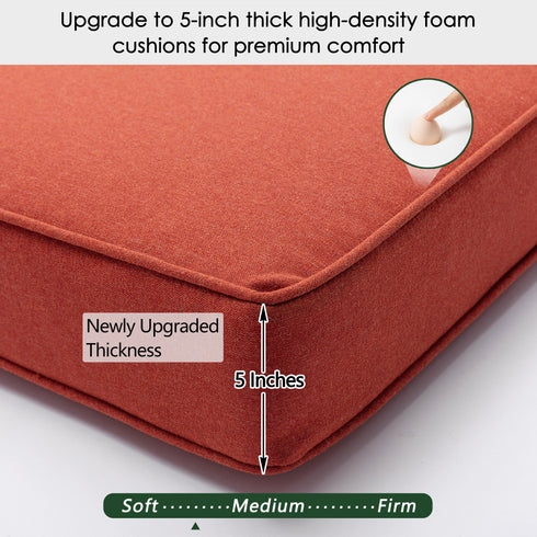 Ranu Extra Thick Outdoor Cushion Set – Orange Patio Chair Cushions | Outdoor Seat & Back Cushions | Weather-Resistant Outdoor Cushions | Kinwell Furniture