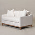 Goose Down Feathers Upholstered Loveseat – Cream Square Arm 2-Seater Sofa | Plush Feather-Filled Loveseat | Kinwell Furniture | Cloud-Soft, Timeless Design
