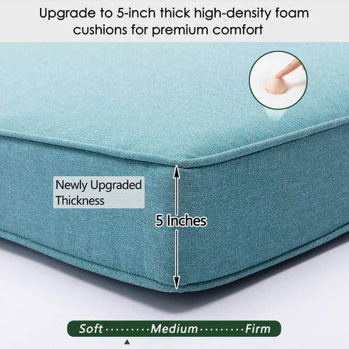 Ranu Extra Thick Outdoor Cushion Set – Green Patio Chair Cushions | Outdoor Seat & Back Cushions | Weather-Resistant Outdoor Cushions | Kinwell Furniture