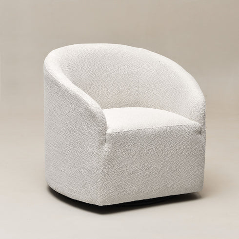 Susie Bouclé Swivel Barrel Chair - Modern Swivel Chair | Swivel Accent Chairs | Kinwell Furniture | Swivel Armchairs