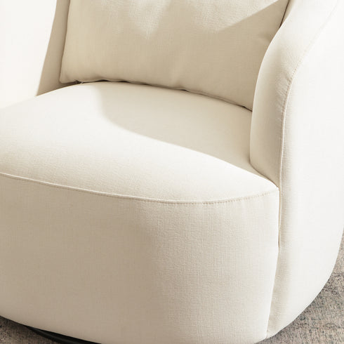 Ashlie Chenille Swivel Barrel Chair - Beige Modern Swivel Chair | Swivel Accent Chairs | Kinwell Furniture | Swivel Armchairs