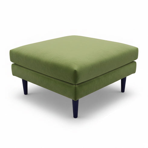 Albert Linen Blend Ottoman – Footrest & Pouf | Living Room Accent Seat | Kinwell Furniture | Contemporary Ottoman | Green