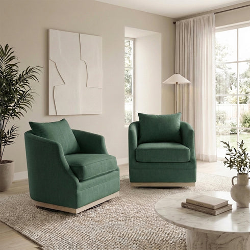 Minerva Swivel Barrel Chair - Green Modern Swivel Chair | Swivel Accent Chairs | Kinwell Furniture | Swivel Armchairs