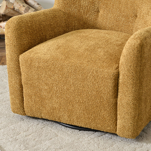 Vestie Chenille Swivel Barrel Chair - Camel Modern Swivel Chair | Swivel Accent Chairs | Kinwell Furniture | Swivel Armchairs