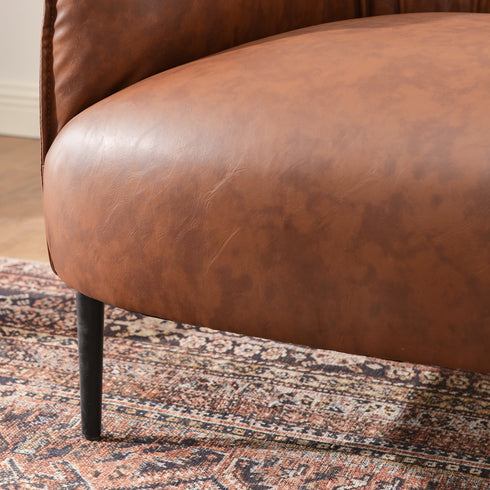 Kadar Leather Barrel Chair-Brown Modern Leather Chair | Accent Chairs | Kinwell Furniture | Barrel Chairs