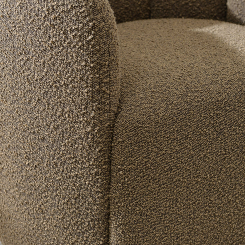 Wilton Bouclé Swivel Barrel Chair - Teddy Brown Petal Back Modern Swivel Chair | Swivel Accent Chairs | Kinwell Furniture | Swivel Armchairs