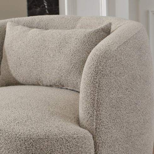 Ashlie Bouclé Swivel Barrel Chair - Taupe Modern Swivel Chair | Swivel Accent Chairs | Kinwell Furniture | Swivel Armchairs