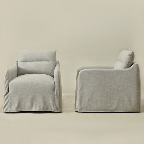 Clara Linen Slipcover Swivel Chair