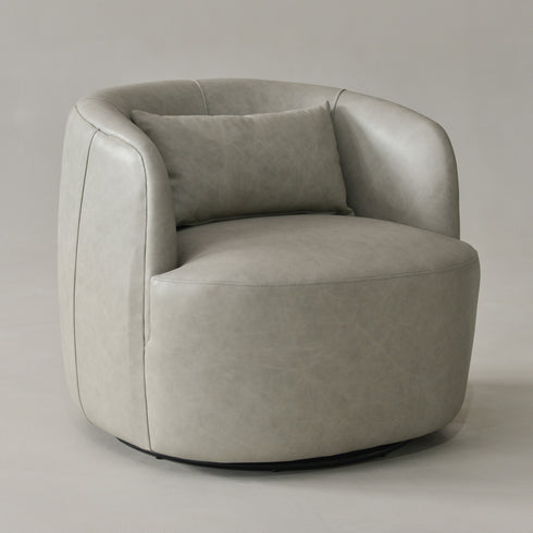 Ashlie Leather Swivel Barrel Chair - Comfortable Swivel Chair | Modern Swivel Chairs | Kinwell Furniture | Modern Swivel Chairs