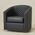 Logan Faux Leather Tufted Swivel Club Chair - Black Modern Swivel Chair | Swivel Accent Chairs | Kinwell Furniture | Swivel Armchairs