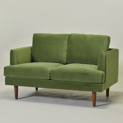 Green Upholstered Loveseat – Albert Loveseat Sofa | 2-Seater Couch | Kinwell Furniture | Mid-Century Modern, Timeless Design
