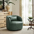Ashlie Faux Leather Swivel Chair - Green Faux Leather Swivel Chair | Modern Barrel Chairs | Kinwell Furniture | Swivel Accent Chairs
