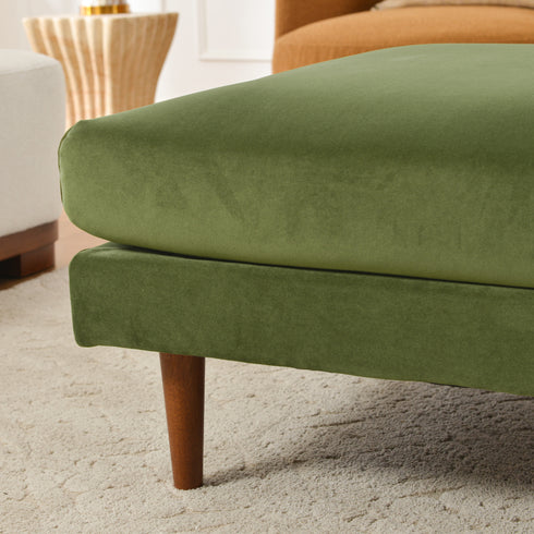 Albert Linen Blend Ottoman – Footrest & Pouf | Living Room Accent Seat | Kinwell Furniture | Contemporary Ottoman | Green