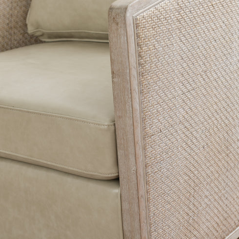 Claude Premium Leather Swivel Cane Chair - Modern Swivel Chair | Swivel Accent Chairs | Kinwell Furniture | Swivel Armchairs