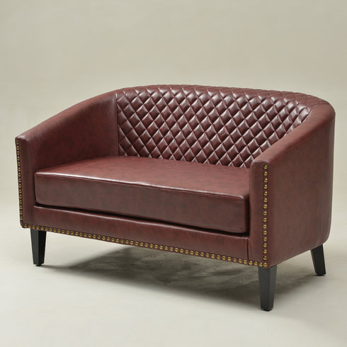 Logan Faux Leather Tufted Loveseat | Fabric Loveseat Couch | Kinwell Furniture | Modern Loveseats & Comfortable Loveseat Sofa Couches