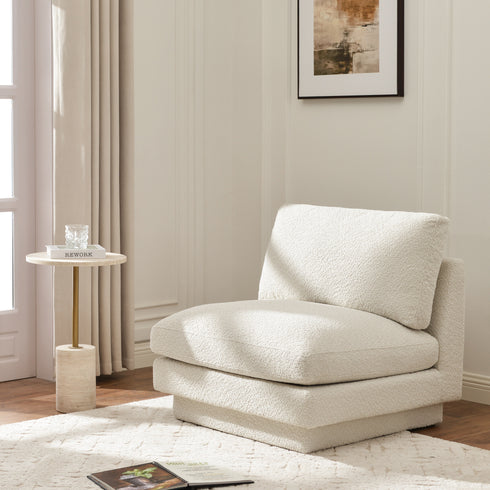 Montyne Bouclé Armless Chair - Comfortable Accent Chair | Side Chairs for Living Room | Kinwell Furniture | Oversize Accent Chairs & Large Accent Chairs