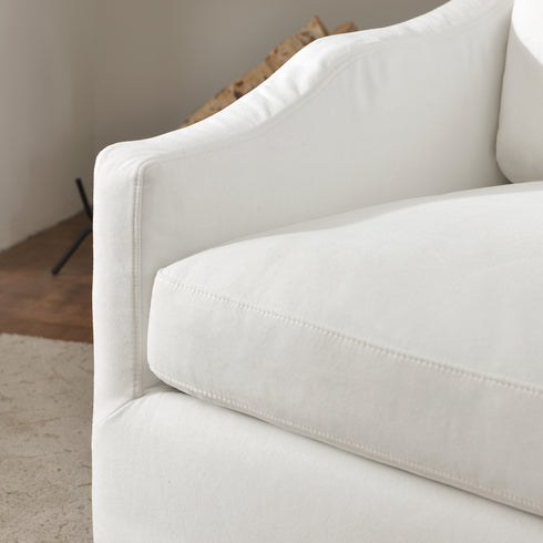 Charles Slipcover Swivel Barrel Chair – Pure White Modern Swivel Chair | Slipcover Swivel Chairs | Kinwell Furniture | Swivel Armchairs
