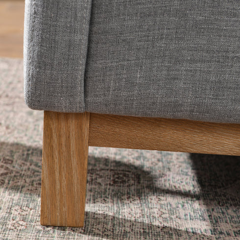 Goose Down Feathers Upholstered Armchair – Gray Square Arm Accent Chair | Plush Feather-Filled Chair | Kinwell Furniture | Cloud-Soft, Timeless Design