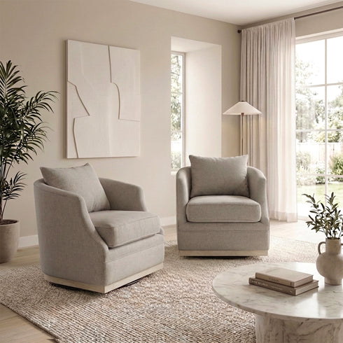 Minerva Swivel Barrel Chair - Gray Modern Swivel Chair | Swivel Accent Chairs | Kinwell Furniture | Swivel Armchairs