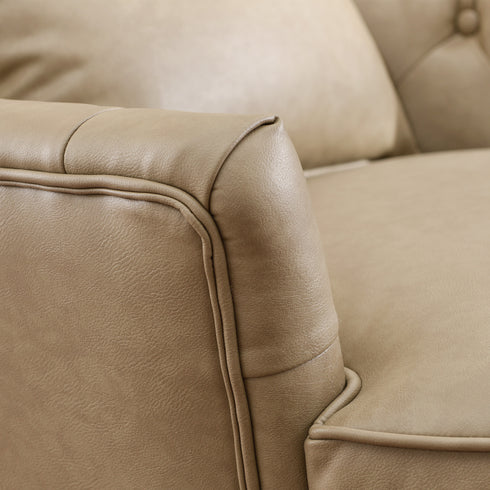 Letitia Faux Leather Wingback Chair - Khaki Accent Chair | Decorative Faux Leather Chairs | Kinwell Furniture | Modern Wingback Accent Chairs