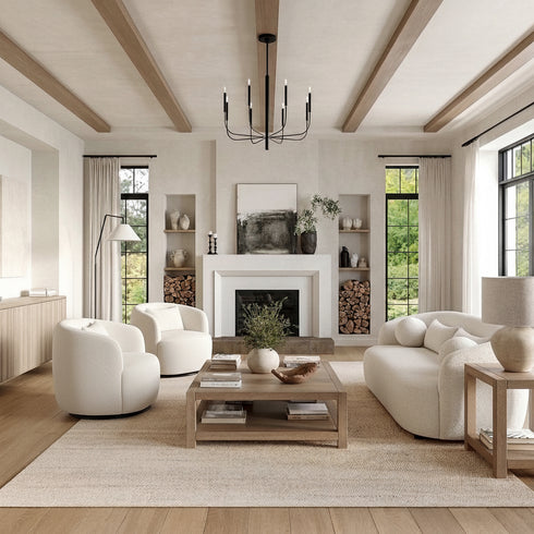 Ashlie Bouclé Furniture Set with Ottoman