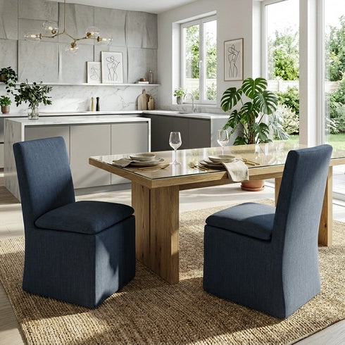 Diane Performance Dining Side Chair with Casters - Dining Chair | Modern Kitchen Chairs | Kinwell Furniture | Dining Chairs Performance Fabric