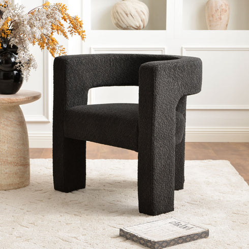 Herbert Modern Bouclé Armchair - Dark Gray Accent Chair | Decorative Accent Chairs | Kinwell Furniture | Modern Accent Chairs