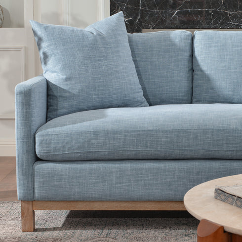 Goose Down Feathers Upholstered Sofa – Blue 3 Seater Sofa | Three Seater Couch | Kinwell Furniture | Modern Upholstered Sofas