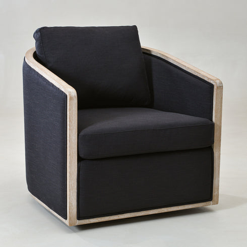 Claude Performance Linen Fabric Swivel Chair - Modern Swivel Chair | Swivel Accent Chairs | Kinwell Furniture | Swivel Armchairs