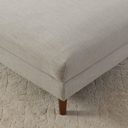 Albert Linen Blend Ottoman – Footrest & Pouf | Living Room Accent Seat | Kinwell Furniture | Contemporary Ottoman | Light Gray