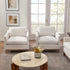Goose Down Feathers Upholstered Armchair – Cream Square Arm Accent Chair | Plush Feather-Filled Chair | Kinwell Furniture | Cloud-Soft, Timeless Design