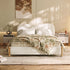 Dorothy Linen Platform Bed with Headboard – White Modern Upholstered Queen Bed Frame | Platform Beds | Kinwell Furniture | Bedroom Bed Frame