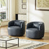 Ashlie Faux Leather Swivel Chair - Navy Blue Swivel Chair | Faux Leather Armchairs | Kinwell Furniture | Modern Swivel Accent Chairs